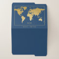 Gold World Map Elegant Professional File Folder | Zazzle
