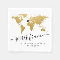 Gold World Map Heart Destination Shower