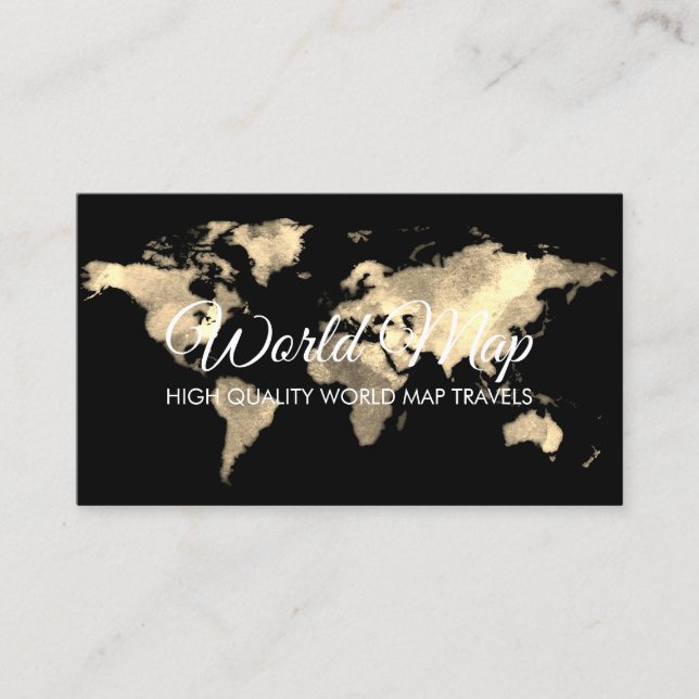 Gold World Map Trip Globe Travel Agent Business Card (Front)