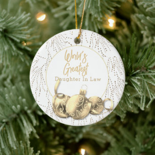 Gold World's Greatest Daughter In law Christmas   Ceramic Ornament