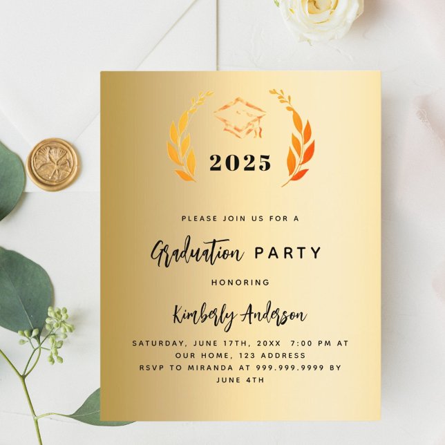 Gold wreath 2026 Graduation Party invitation (Creator Uploaded)