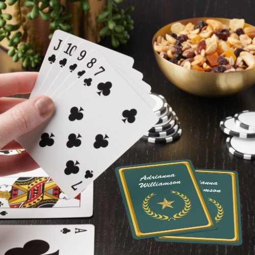 Gold Wreath and Star personalize with Name Poker Cards