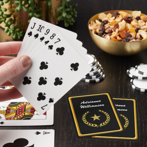 Gold Wreath and Star personalize with Name Poker Cards