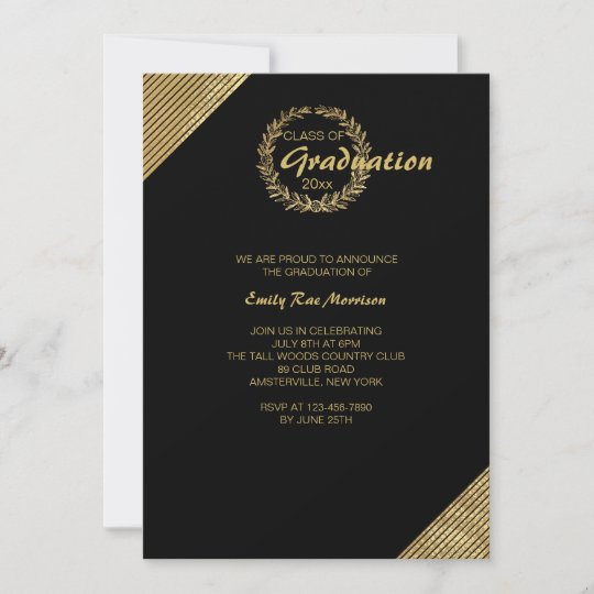 Gold Wreath Graduation Invitation 