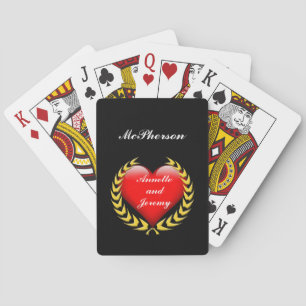 Gold Wreath & Heart expression of Love Personalize Poker Cards