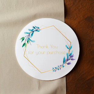 Gold wreath, leafy  Thank you for your purchase Classic Round Sticker