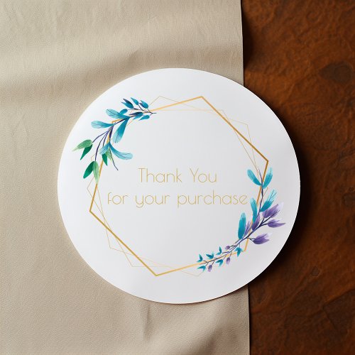 Gold wreath leafy  Thank you for your purchase Classic Round Sticker