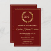 Gold Wreath Maroon Graduation Announcement (Front/Back)