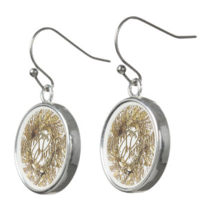 Gold Wreath Merry Christmas Earrings