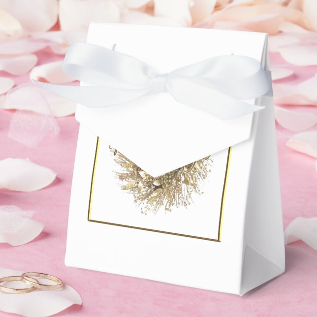 Gold Wreath Merry Christmas Favor Box (Wedding)