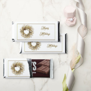 Gold Wreath Merry Christmas Hershey Bar Favors
