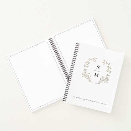 Gold Wreath Modern Elegant Wedding Planning Notebook