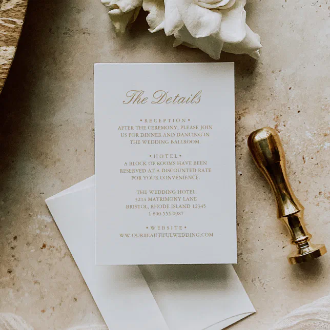 Gold Wreath Monogram Elegant Wedding Enclosure Card | Zazzle