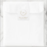 Gold Wreath Monogram Elegant Wedding Square Sticker<br><div class="desc">Elegant wedding favor stickers featuring a clean and timeless design with your monogram inside of a wreath crest along with the message "love and thanks" and your names.</div>