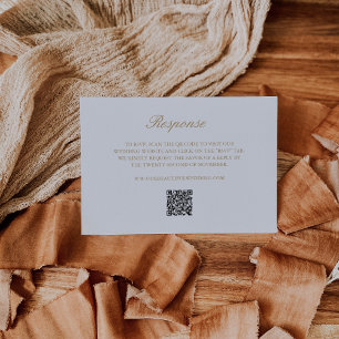 Gold Wreath Monogram QR Code Elegant Wedding RSVP Card