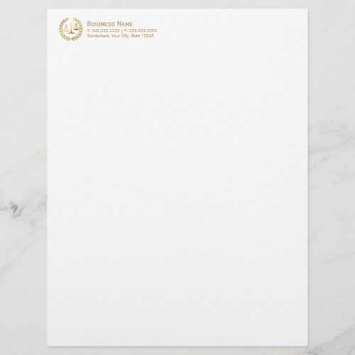 Gold Wreath Scale of Justice Attorney Letterhead