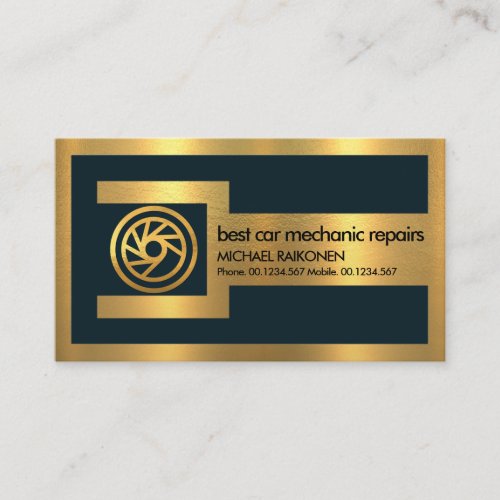 Gold Wrench Frame Gold Tire Automotive Mechanic Business Card