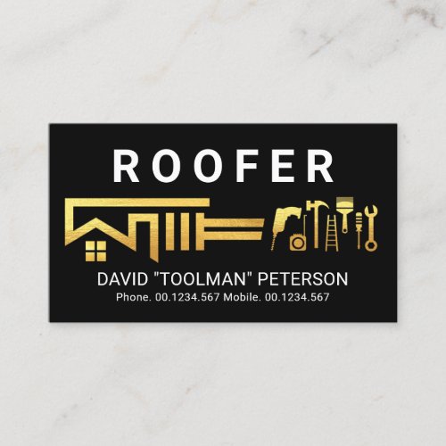 Gold Wrench Rooftop Handyman Tools Business Card