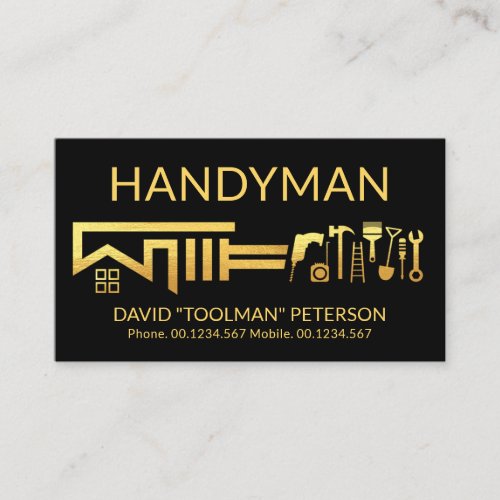 Gold Wrench Rooftop Home Repair Tools Business Card