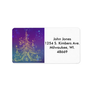 Gold Xmas Tree Address Labels