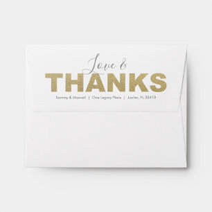 Gold XOXO Love & Thanks Return Address Envelopes