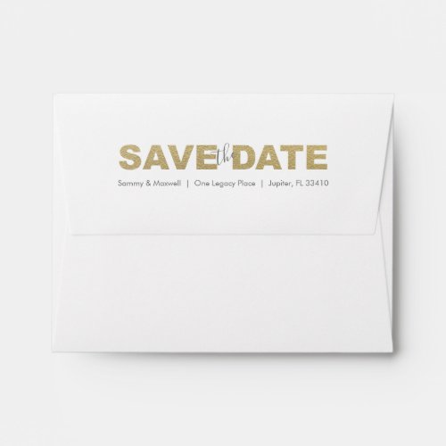 Gold XOXO Save the Date Return Address Envelopes