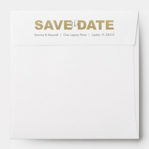 Gold XOXO Save the Date Return Address Envelopes