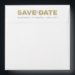 Gold XOXO Save the Date Return Address Envelopes<br><div class="desc">A simple yet modern return address envelope to match my contemporary stationery suite. The back flap features the words Save the Date bold modern faux gold font with your names and return address in gray. The envelope opens to reveal a faux gold xoxo pattern. A modern choice for save the...</div>