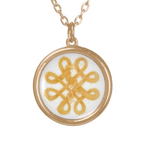 Gold Yarn Celtic Knot Round Gold Plated Necklace