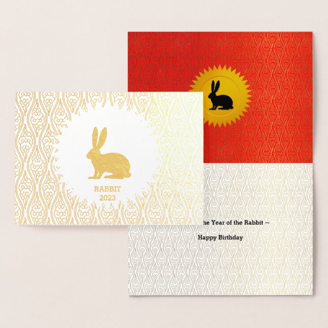 Gold Year of the Rabbit Birthday with Chinese Red Foil Card (Display)