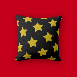 Gold/Yellow  And Black Stars Birthday Throw Pillow