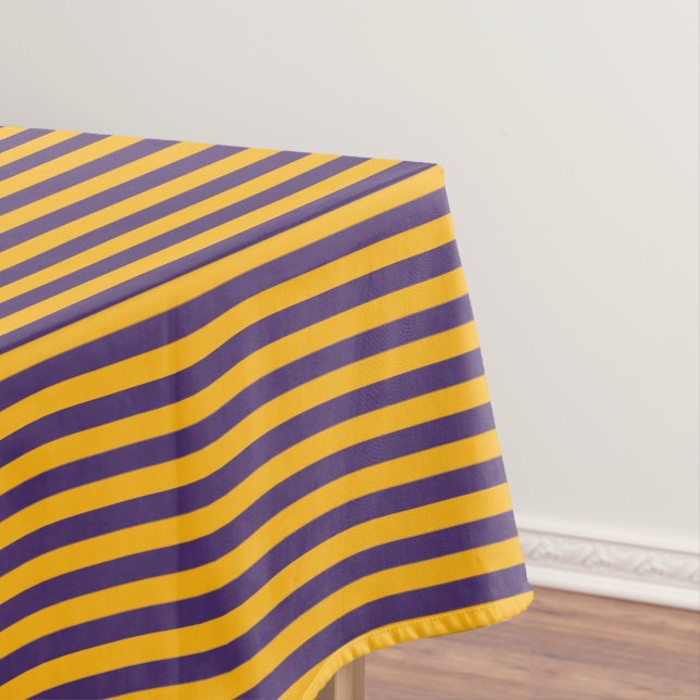 Gold Yellow and Purple Stripe Tablecloth (In Situ)