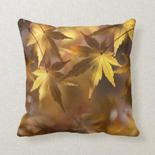 Gold Yellow Autumn Fall Maple Leaves Throw Pillow