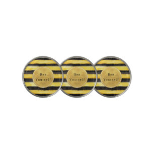 Gold Yellow Black Bee Stripes Golf Ball Marker