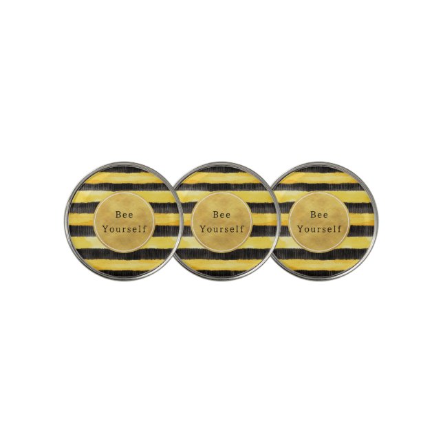 Gold Yellow Black Bee Stripes Golf Ball Marker (3 Up)