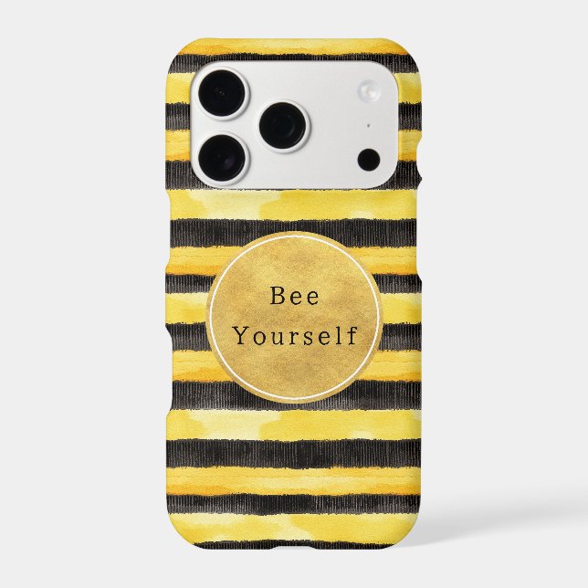 Gold Yellow Black Bee Stripes iPhone Case (Back)