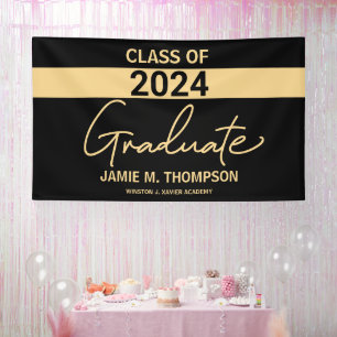 Gold yellow Black Class of 2024 CelebrateGraduate  Banner