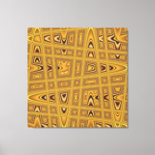 Gold Yellow Brown Black Modern Abstract Wave Canvas Print