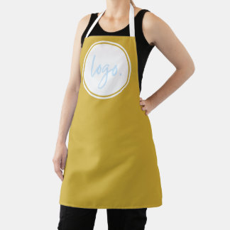 GOLD YELLOW BUSINESS LOGO BRANDED STAFF UNIFORM APRON