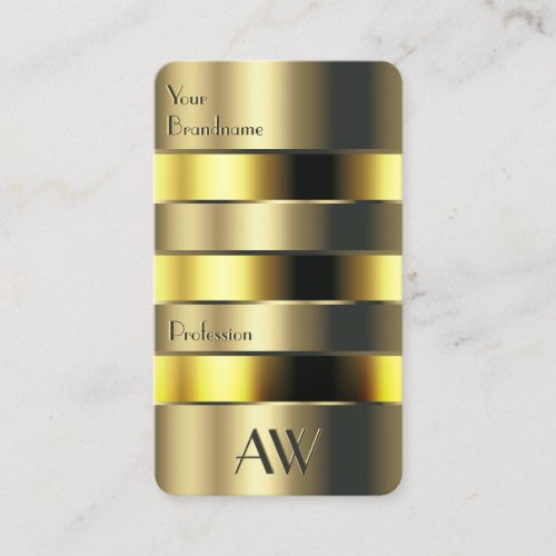Gold Yellow Can Faux Engraving Letters Monogrammed Business Card