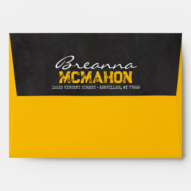 Gold Yellow Chalkboard Graduation Envelopes (Matching Envelopes, Return Address Labels & Envelope Seals)