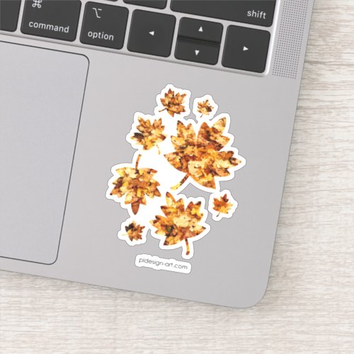 Gold yellow fall maple leaves sticker