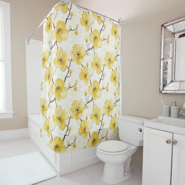 Gold Yellow Flowers  Shower Curtain (In Situ)