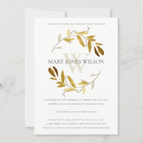 GOLD YELLOW FOLIAGE WREATH SHOWER BY MAIL CARD
