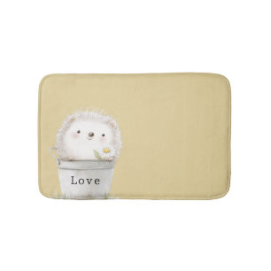 Gold Yellow Garden Hedgehog Daisy Flower Bath Mat