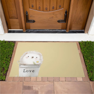 Gold Yellow Garden Hedgehog Daisy Flower  Doormat