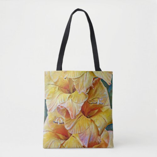 Gold Yellow Gladiolus Flowers Art Tote
