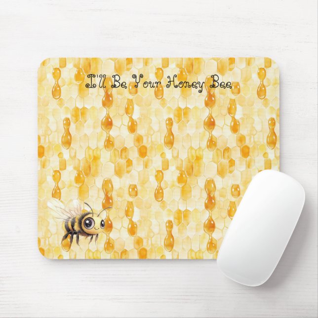 Gold Yellow Honey Bee Mouse Pad (With Mouse)