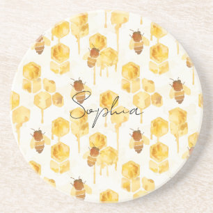 Gold Yellow Honey Bees Coaster