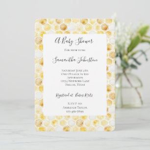 Gold Yellow Honeycomb Baby Shower Invitation